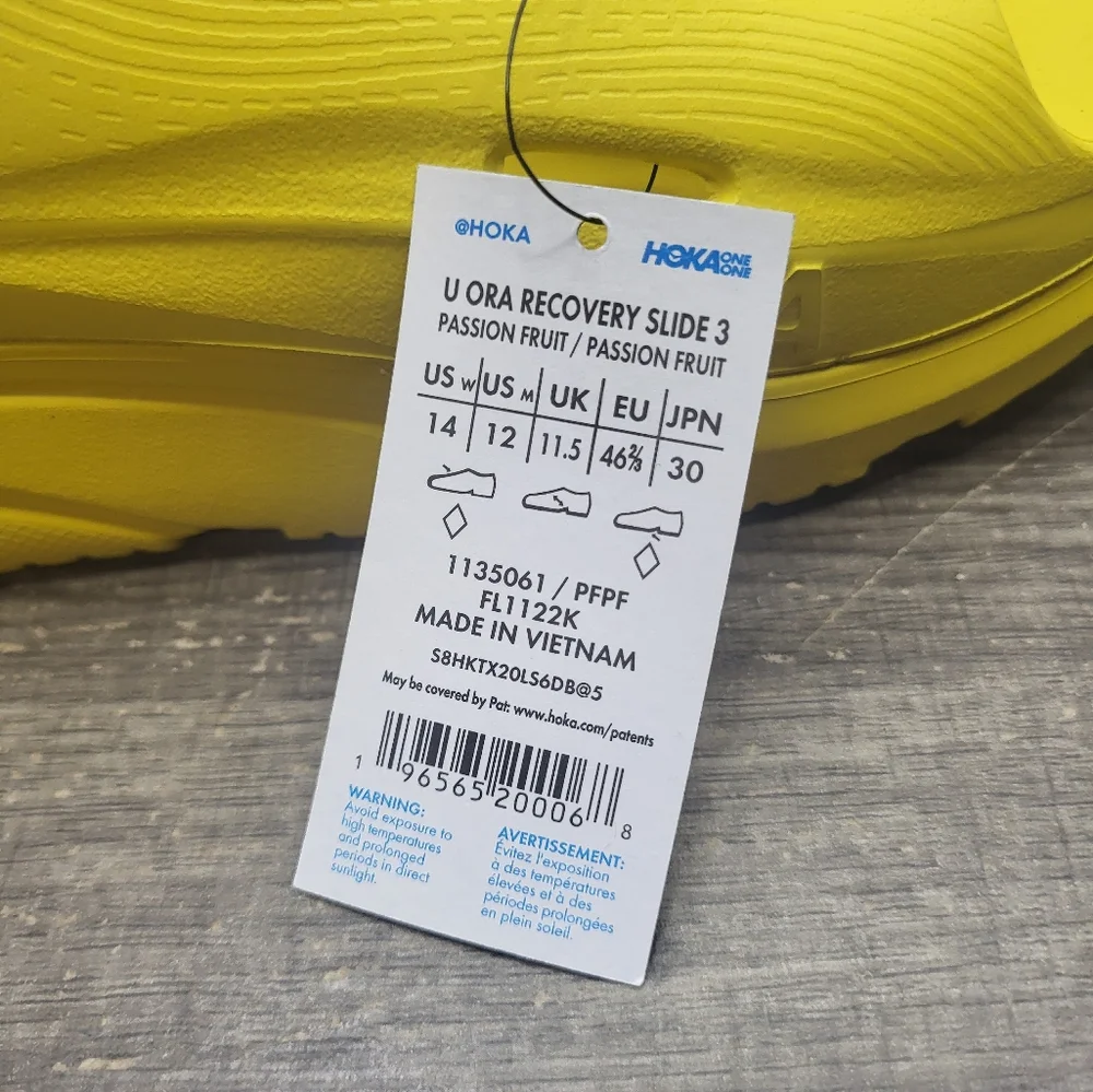 Hoka One One Ora Recovery Slide 3 New Men’s Size 12 US Passon Fruit